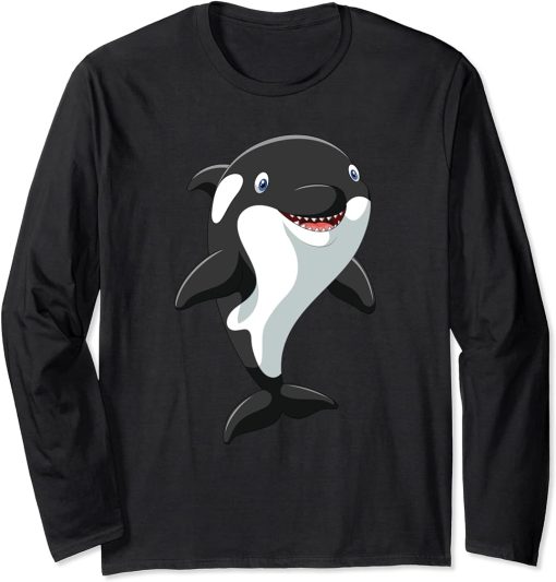 Happy Orca I Orca Whale I Kids Orca Long Sleeve T-Shirt