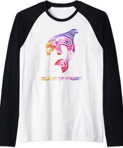 Tribal Island Of Hawai"i Orca Killer Whale Indigenous Native Raglan Baseball Tee