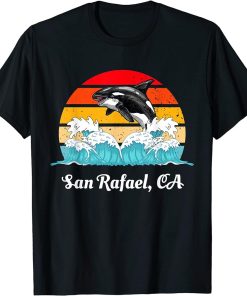 Vintage San Rafael CA Distressed Orca Killer Whale Art T-Shirt