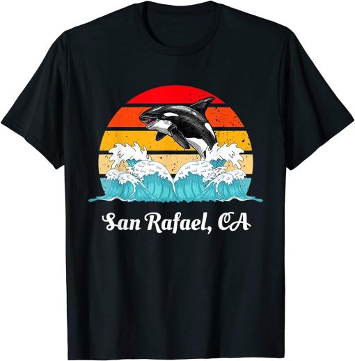 Vintage San Rafael CA Distressed Orca Killer Whale Art T-Shirt