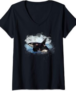 Womens Killer Whale Orca Art Marine Biology Gift V-Neck T-Shirt