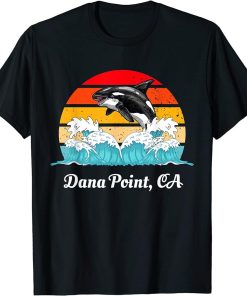 Vintage Dana Point CA Distressed Orca Killer Whale Art T-Shirt