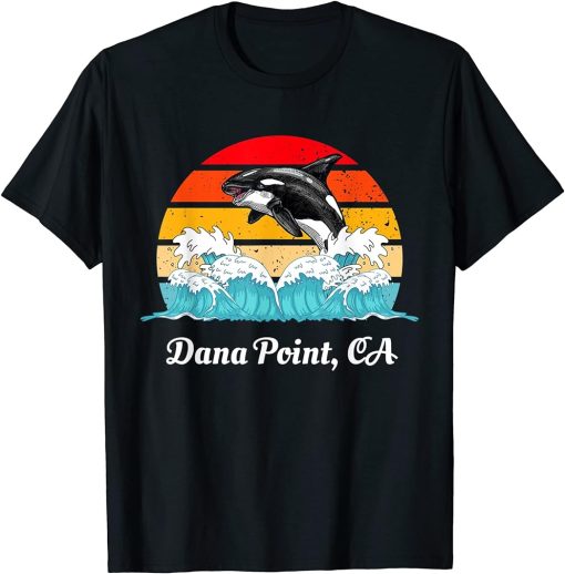 Vintage Dana Point CA Distressed Orca Killer Whale Art T-Shirt