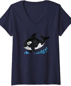 Womens Ocean Orca Dolphin Sea Animal Whale Men Women Loves Orcas V-Neck T-Shirt